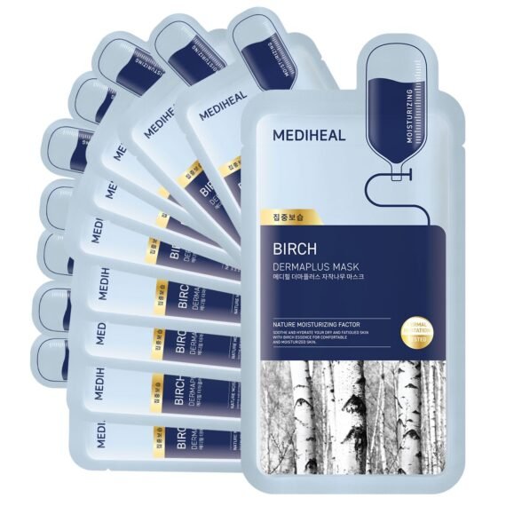 Mediheal Dermaplus Cica Mask (10 Counts) - Daily Vegan Mask for Calming Skin with Panthenol & Hyaluron, Korean Self Skin Care Sheet Mask