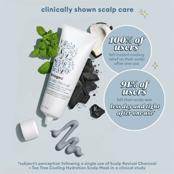 Scalp Revival Charcoal + Tea Tree Cooling Hydration Scalp Mask | Dry Scalp Treatment and Moisturizer | Soothes a Dry, Flaky, Itchy Scalp | 6 Ounces