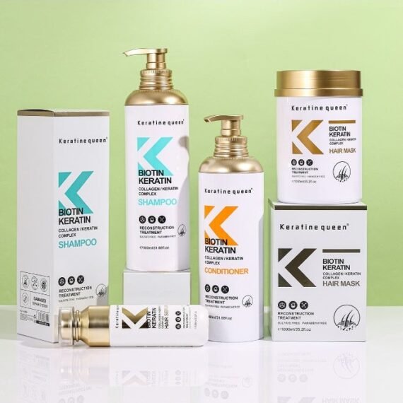 Keratine Queen Biotin Keratin Collagen / Keratin Complex Hair Reconstruction Treatment  4 in 1 set. Shampoo 900ml,Conditioner 900ml , Hair Mask 1000ml & Hair Serum/Oil 100ml.