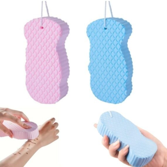 2/4-Pack Magic Exfoliating Bath Sponges –Magic Sponge for Skin, Skin Exfoliator for Body Dead Skin (Blue & Pink).