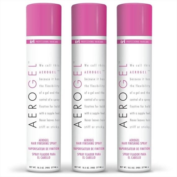 TRI Aerogel Hairspray - Non-Toxic Hair Finishing Spray for Styling, Volumizing and Holding Curly Hair with Flexible Hold - For Women and Men - Pack of 3 (10.5 oz)