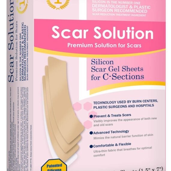 Oladole Natural Skin Care Advanced Scar Sheets for C-section Scar Solution, Reusable Sheets (1.5" x 7") for Hypertrophic and Keloid Scars from Injury, Burns, Surgery and More, 4 Sheets