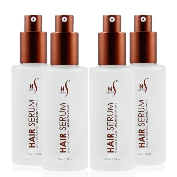 HerStyler Serum, 4 Pack - Hair Styling Agent with Argan Oil for Dry, Damaged Hair - Frizz Control Serum for Straightening, Shine, Trendy Tresses