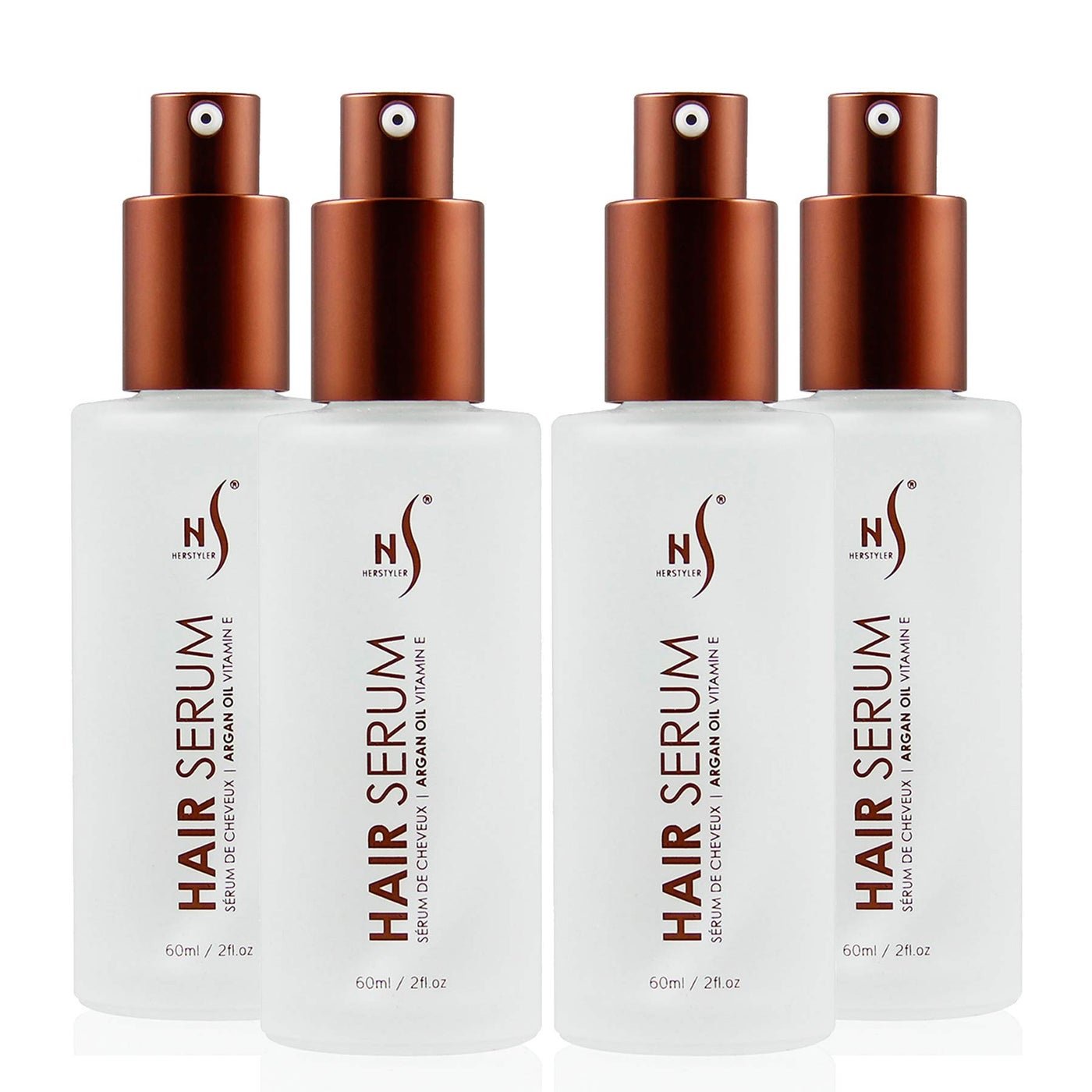 HerStyler Serum, 4 Pack - Hair Styling Agent with Argan Oil for Dry, Damaged Hair - Frizz Control Serum for Straightening, Shine, Trendy Tresses