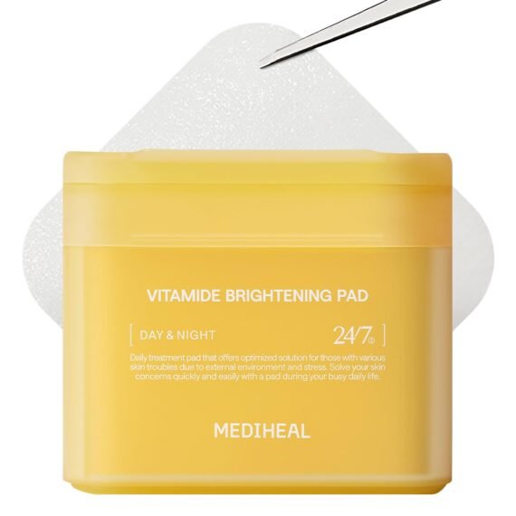 MEDIHEAL Toner Pads [Vitamide] - Radiance Boosting Pad for Clear, Illuminating Skin - Contains Niacinamide & Sea Buckthorn - Blemish Care, Skin Toning - Vegan Stretchable Fabric Pads (100 Count)