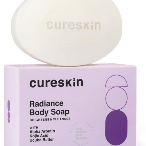 Cureskin Radiance Body Soap | For Pigmentation & Sun Damage with Alpha Arbutin, Kojic Acid and Ucuba Butter | Soap Tan Removal, 75 g (Pack of 2)