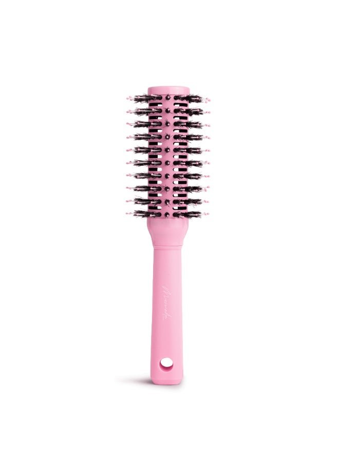 Midi Round Brush for Blowouts & Styling - Vented Design for Faster Drying, Hybrid Boar & Nylon Bristles Reduce Frizz & Add Shine (165g)