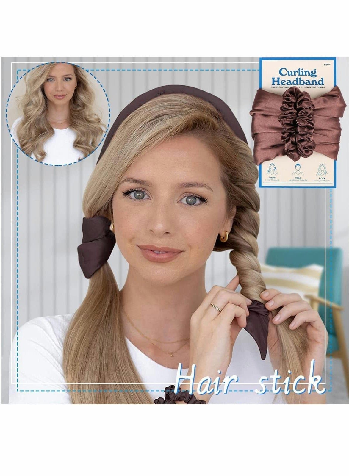 No Heat Curling Iron Headband, Lazy Curling Iron Foam Sponge Curling Big Waves, No Heat Wire Curling Headband, For Women Party, Party, Everyday Life