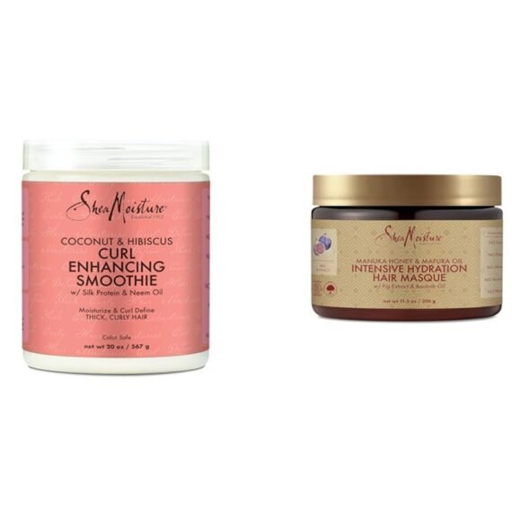 SheaMoisture Curl Enhancing Smoothie 20 oz & Intensive Hydration Hair Masque 11.5 oz Bundle 20 oz & 11.5 oz