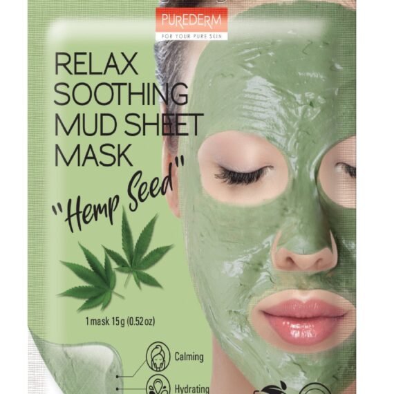 PUREDERM RELAX SOOTHING MUD SHEET MASK HEMP SEED ADS 833