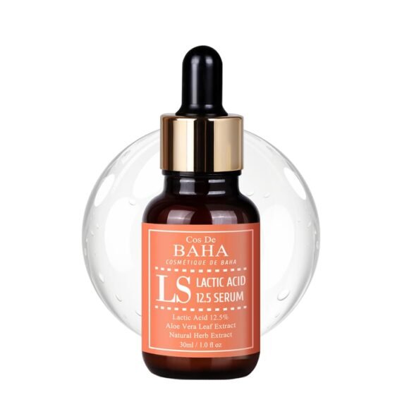 Cos De BAHA Lactic Acid 12.5% Exfoliating Serum 1 Fl Oz â€“ Aloe Based AHA Face Serum with Lactic Acid & Green Tea for Smoother Looking Skin (30 ml)