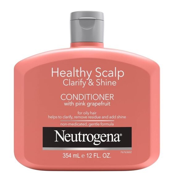 Neutrogena Exfoliating Healthy Scalp Clarify & Shine Conditioner for Oily Hair and Scalp, Anti-Residue Conditioner with Pink Grapefruit, Paraben & Phthalate-Free, Color-Safe 12 fl oz