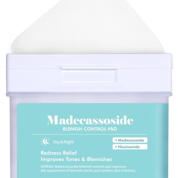 DERMAL Madecassoside Blemish Control Pad - Korean Toner Pad for Blemish & Tone Improvement with Centella Asiatica - Vegan Gauze Tencel Square Pads - High Capacity, 120 Sheets