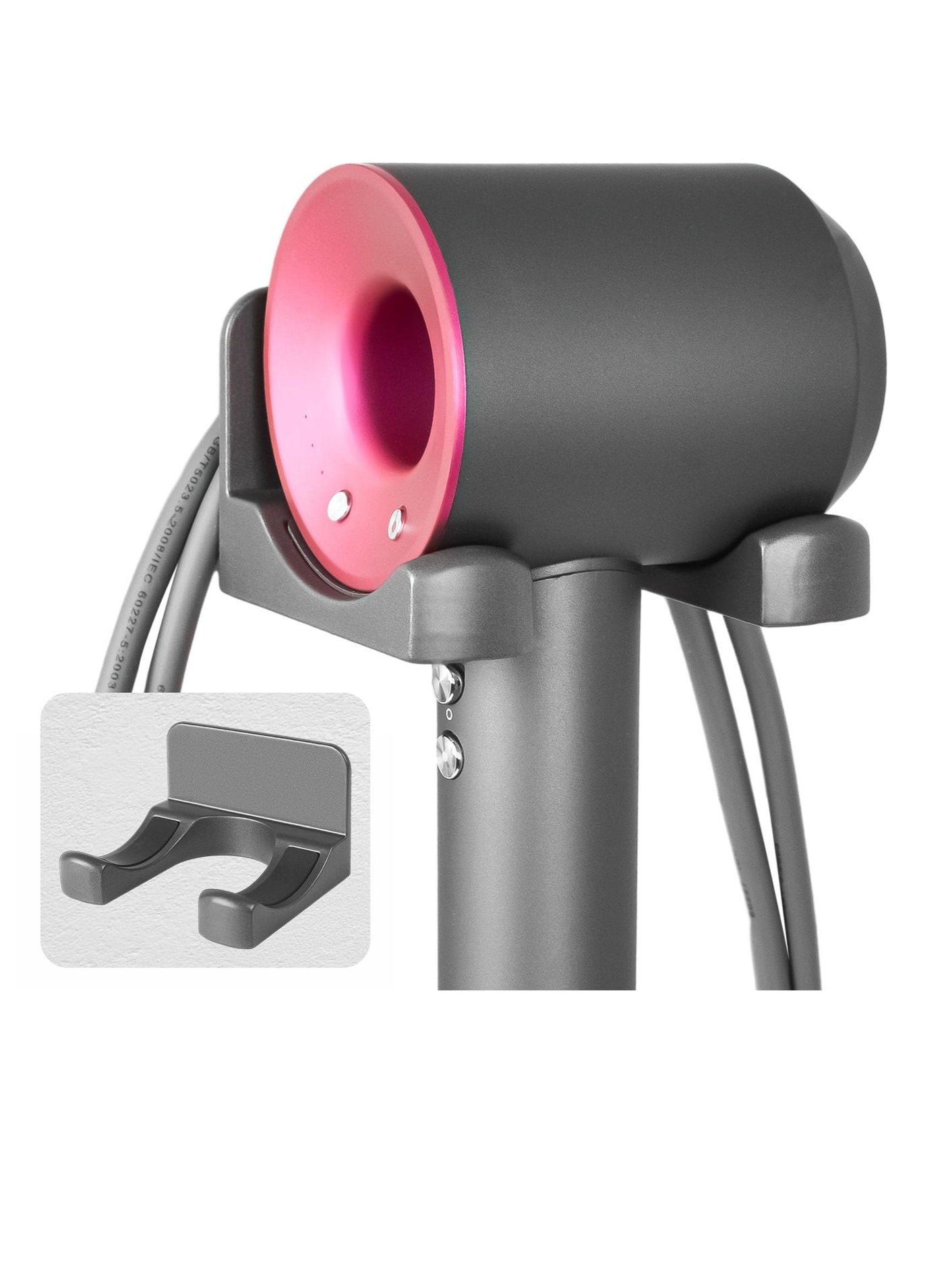 Wall Mount Hair Dryer Holder, Non-Slip Silicone Protection, Heavy Duty Blow Dryer Holder for Bathroom, Hairdryer Storage, Adhesive Installation, for Cabinet Bathroom