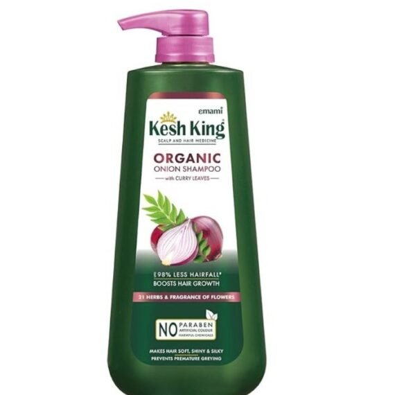 Kesh King Organic Onion Shampoo With Curry Leaves Reduces Hair Fall Upto 98%,Boosts Hair Growth&Keeps Hair Smooth Upto 48Hrs|Repairs Dry&Damaged Hair|Makes Hair Silky&Bouncy - 600Ml