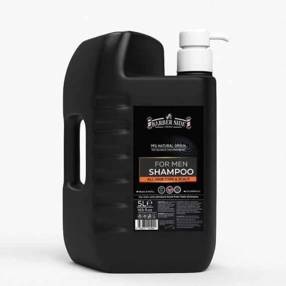 ICAN London Barber Side Professional Sulfate-Free Hair Shampoo for Men – 5 Litre | Salon Size | Paraben & Silicone Free | Gentle Cleansing & Scalp Care