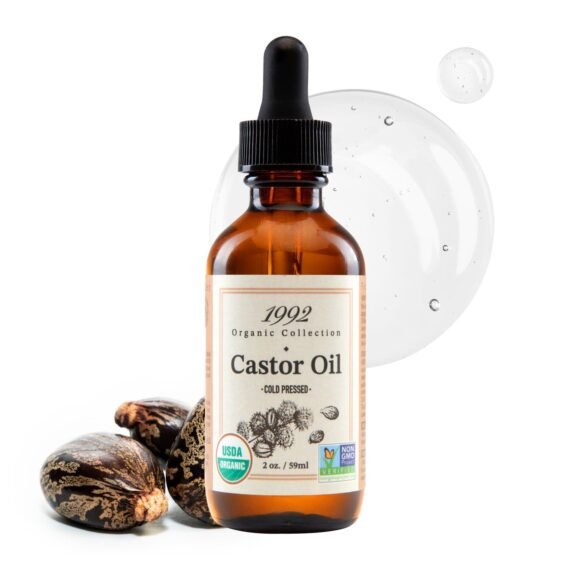 1992 Organic Collection Castor Oil 2oz/ 60ml - USDA Certified Organic, 100% Pure, Cold Pressed & Carrier Oil, Hexane Free | For Hair, Eyebrows & Skin, Gives Hydration, Moisturizes and Softens Skin
