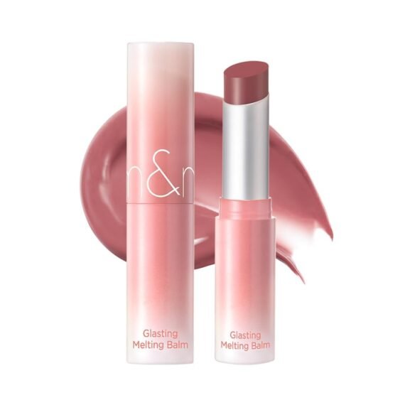 rom&nd GLASTING MELTING BALM #12 Veiled Rose - Hydrating Tinted Lip Balm & Gloss Stick | Sheer Muted Rose Nude, Crystal Water-Gloss Shine | Non-Sticky K-Beauty for Plump, Moisturized Lips