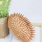 Portable Bamboo Wooden Hair Brush for Detangling and Scalp Massage - Perfect for Home Use