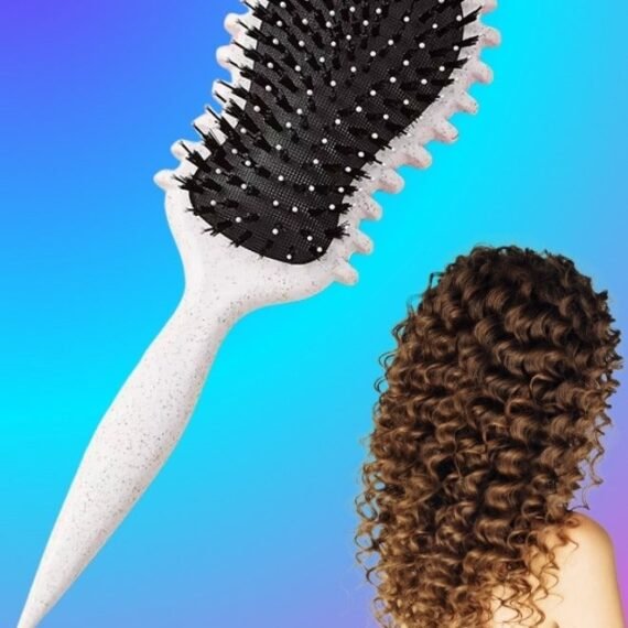 Curly Hairbrush Styling Hair Curling Comb Curly Hairbrush Best Curl Define Styling Brush with Prongs Bristle Hairbrush for Combing and Shaping Reduce Pulling and Curl Separation for Defined Curls