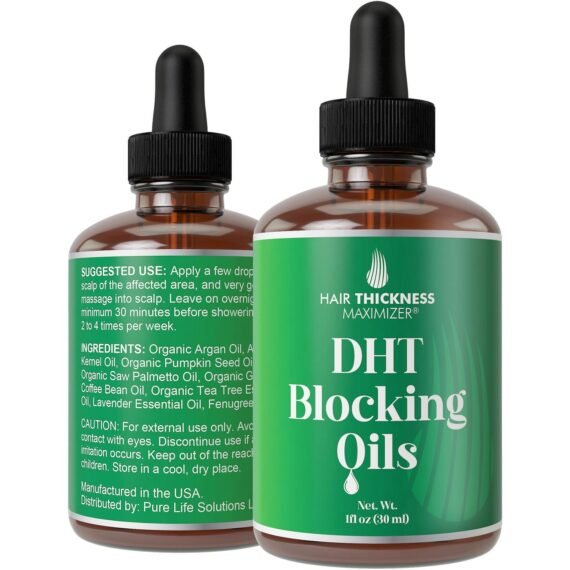 DHT Blocker for Women, Men – Strengthens & Hydrates Thinning, Dry Hair for a Healthier-Looking Scalp – Vegan & Unscented 1oz Serum