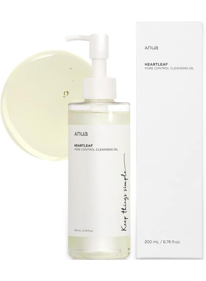 Heartleaf Pore Control Cleansing Oil Korean Facial Cleanser, Daily Makeup Blackheads Removal 200ml