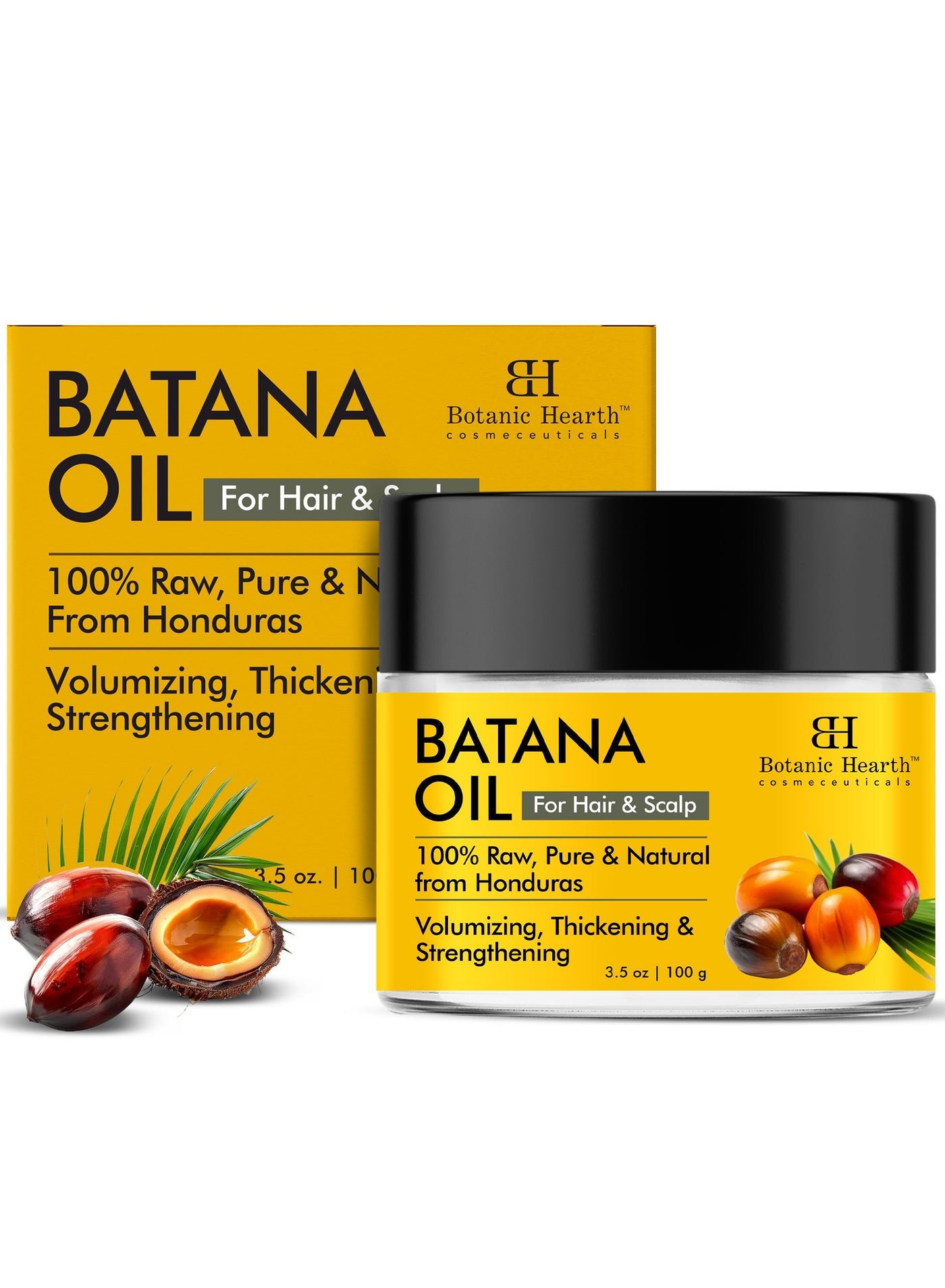 Botanic Hearth Batana Oil for Hair Growth | Batana Butter 100gm |Natural, Unrefined & Organic, Sourced from Honduras - Enhances Hair Thickness, Prevents Hair Loss, Repairs Damaged Hair for Men & Women