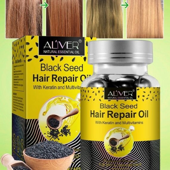 40 Pcs Black Seed Hair Repair Oil Capsules Organic Black Seed Oil with Keratin & Multivitamins Black Seed Hair Repair Oil Shines Nourishing Repair Dry & Damaged Hair Treatment Leave-In Serum