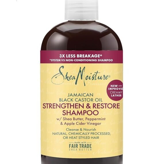 SheaMoisture Strengthen and Restore Shampoo 100% Pure Jamaican Black Castor Oil for Damaged Hair To Cleanse and Nourish Hair 13 oz