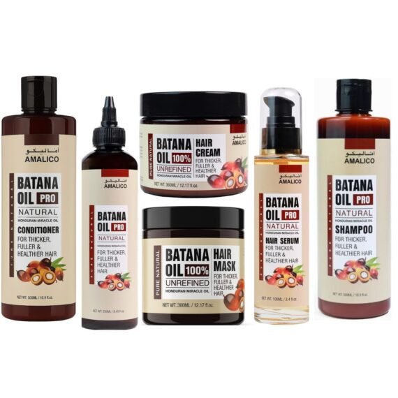 Batana Oil Pro Natural Hair Care Set Shampoo, Conditioner, Serum, OIL, Cream, and Mask