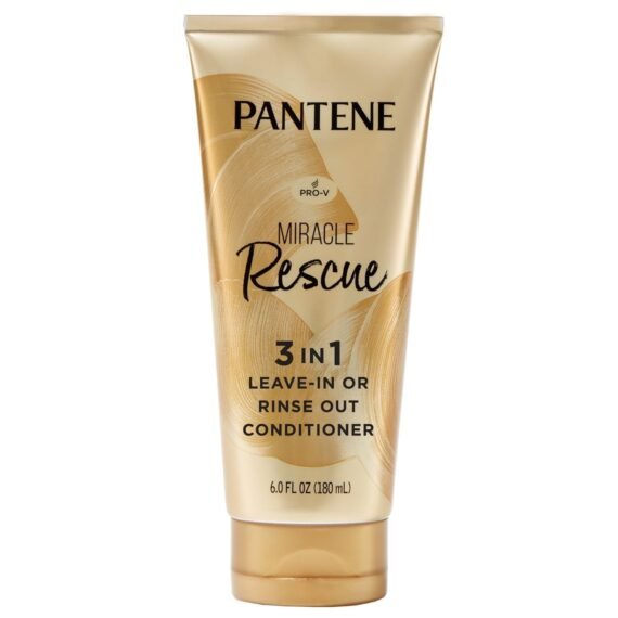 Pantene Miracle Rescue 3 in 1 Leave In Conditioner, Rinse off Conditioner, Heat Protectant for Hair, Detangler, Anti Frizz, Moisturizing, For All Hair Types, Safe for Color Treated Hair, 6.0 fl oz