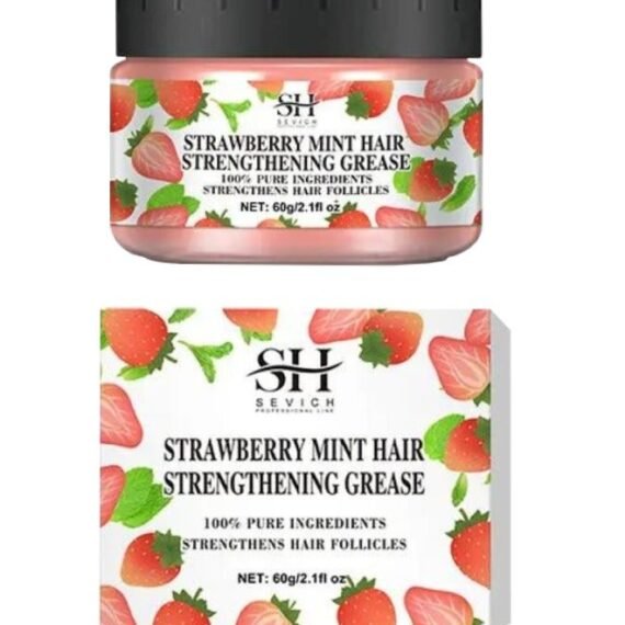 60g Strawberry Mint Hair Strengthening Grease for Hair Growth Reduce Hair Loss and Hydrating Moisturizing Pure and Natural Strengthens Hair Roots and Follicles Strawberry Mint Hair Cream