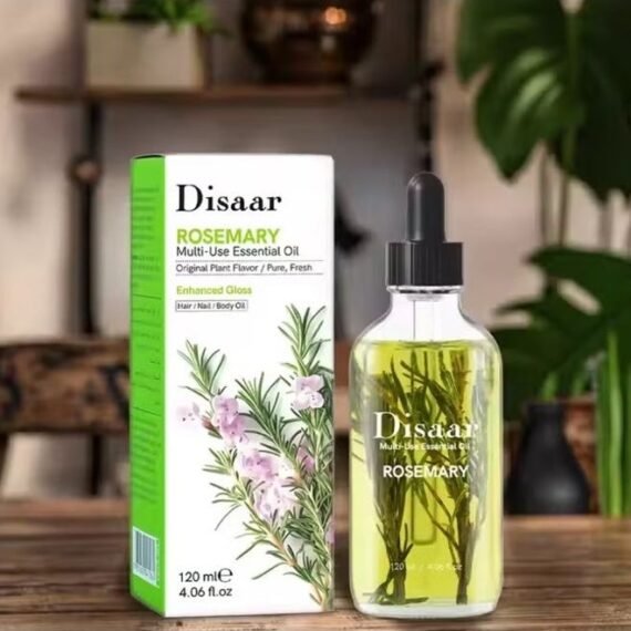 Rosemary Essential Oil by Disaar – 120ml Pure Multi-Use Formula | Perfect for Hair, Skin & Nails | Natural Herbal Oil for Hydration, Shine, and Growth | Fresh Botanical Aroma