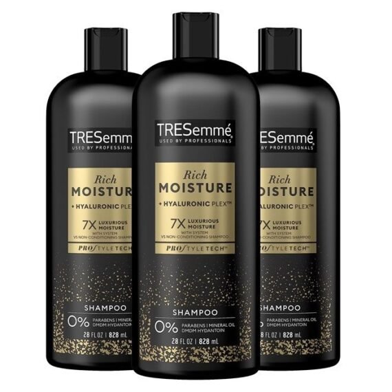 Shampoo Moisture Rich 3 Count for Dry Hair Professional Quality Salon-Healthy Look and Shine Moisture Rich Formulated with Vitamin E and Biotin 28 oz