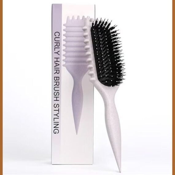 Fluffy BounceCurl Defining Brush - Curl Brush for Curly Hair Wet,Elastic Hair Styling Comb For Bounce & Volume, Durable Plastic Bristles & Abs Handle (Color : Beige)