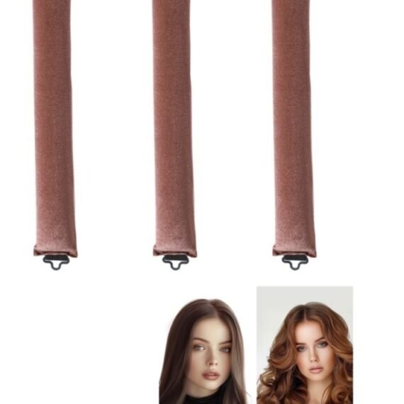 3 Pieces Heatless Hair Curler Overnight Rods Heatless Hair Curler,Heatless Curling for All Hair Types,No Heat Curlers Hair Curlers To Sleep Brown