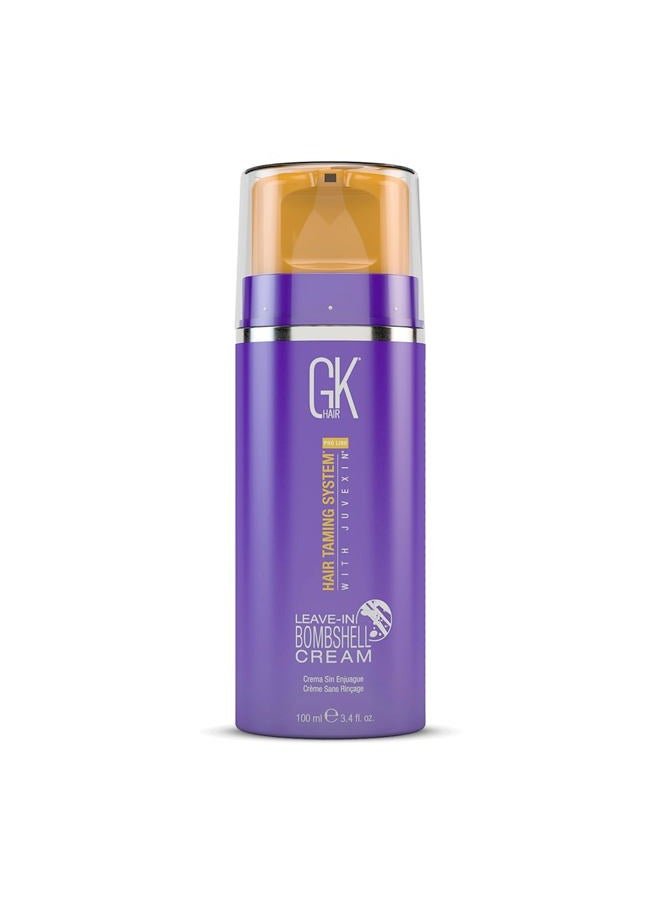 Global Keratin Leave In Bombshell Purple Cream (3.4 Fl Oz/100ml) Conditioning Smoothing Moisturizing Hydrating Frizz Control for Blonde Damaged Hair Removes Yellow Brassy Tones Flyaways
