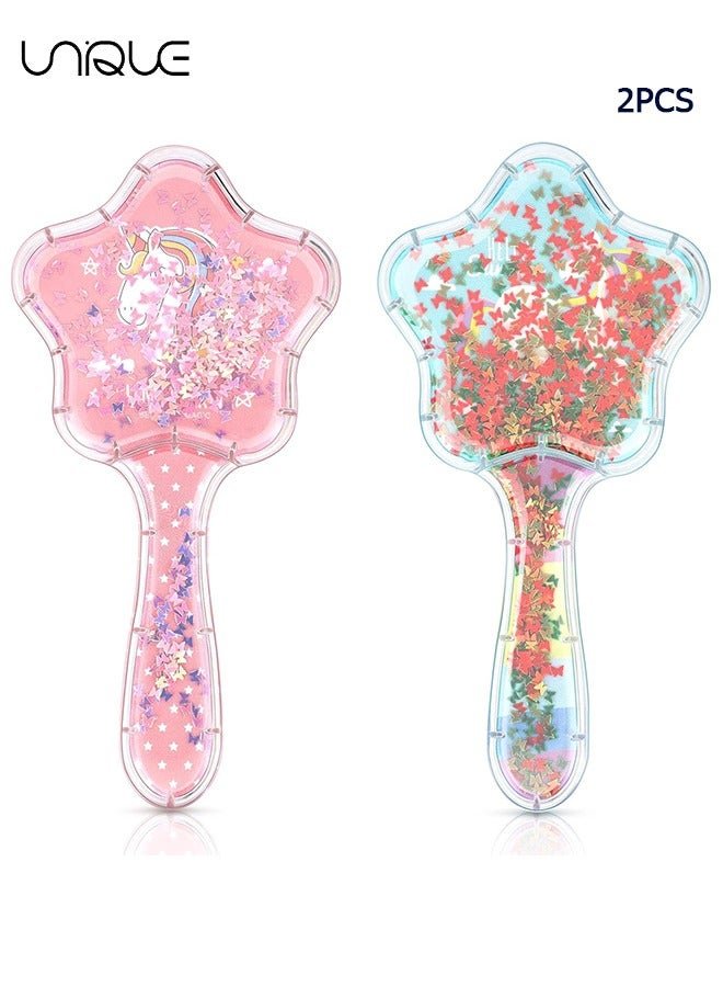 2 Pack Star Comb - Detangle Hair Brush Durable Paddle Hair Bursh Easily Glide Through Knots No Pull Panda Tangle Brushes for Women Girls to Smooth Thick Curly Thin Long Short Wet or Dry Hair