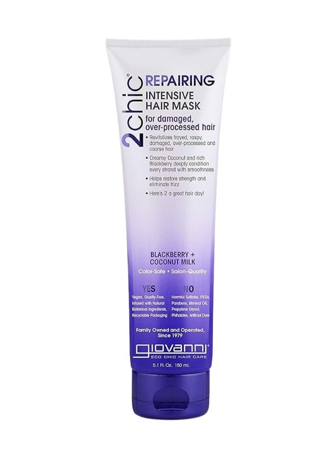 Giovanni 2Chic Repairing Intensive Hair Mask, Infused With Blackberry And Coconut Oil, Deep Conditioning Treatment For Damaged Hair 180ml