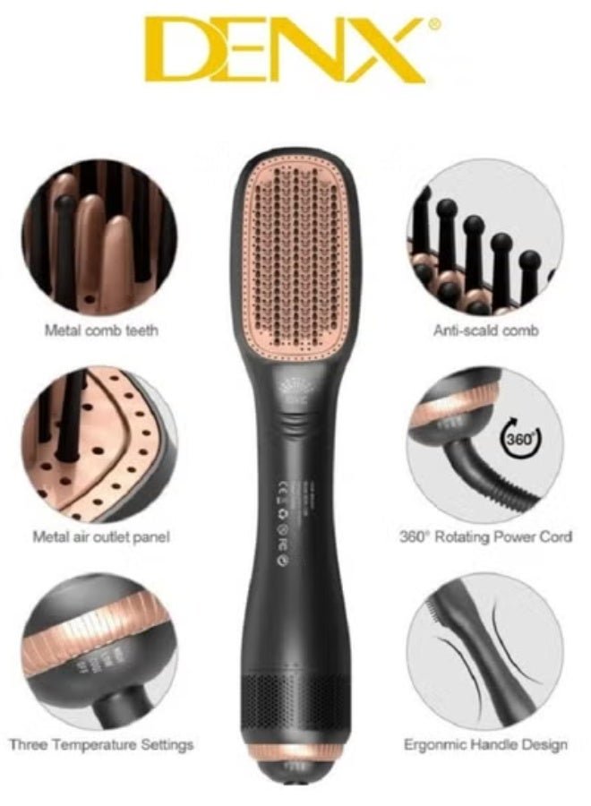 Professional 3-in-1 Hair Styling Tool – Multi-Function Hot Air Brush with Hair Dryer, Straightener & Volumizer in One | Fast Heat-Up | Anti-Frizz Technology | Lightweight & Ergonomic | Ideal for Salon-Style Blowouts at Home or Travel