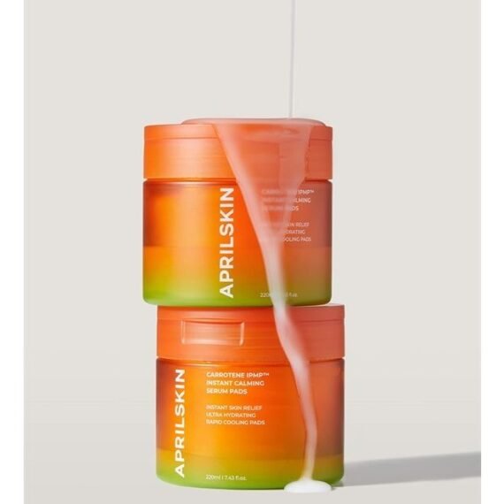 APRILSKIN Carrotene IPMP™ Instant Calming Serum Pads | Acne Treatment Wipes | Vegan, Cruelty-Free | Non-comedogenic, biodegradable pads
