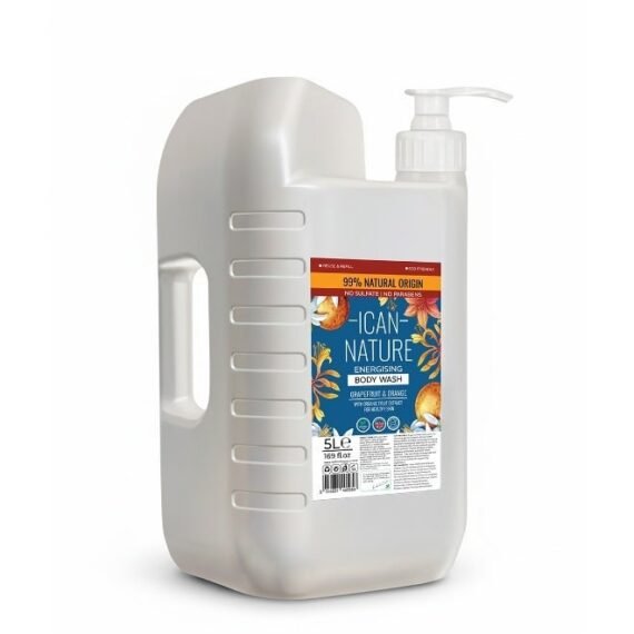 ICAN Nature Energising Sulfate-Free Body Wash 5 Litre | Grapefruit & Orange Organic Fruit Extract, Refreshing Cleanse