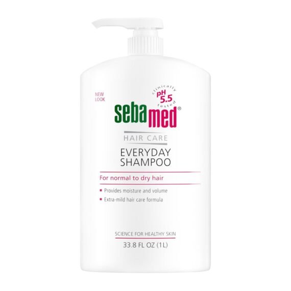 SEBAMED Everyday Shampoo for All Hair Types and Sensitive Scalp 33.8 Fl. Oz (1L) Hypoallergenic Dermatologist Recommended pH 5.5 Soap and Alkali Free