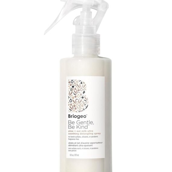 Briogeo Be Gentle, Be Kind Aloe + Oat Milk Ultra Soothing Detangling Spray, Hypoallergenic and Dermatologist-Approved Leave-In Spray, Fragrance Free, Vegan, Cruelty-Free, 6 fl oz
