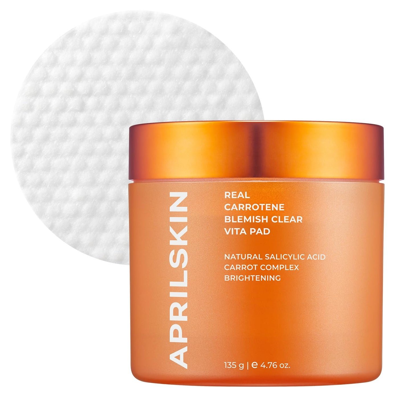 APRILSKIN Carrotene Clarifying Pads | Oily, sensitive, acne-prone skin | Vegan, Cruelty-Free, exfoliating, fights acne & pore-tightening | 60 Pads | No sulfates and Artificial Fragrance