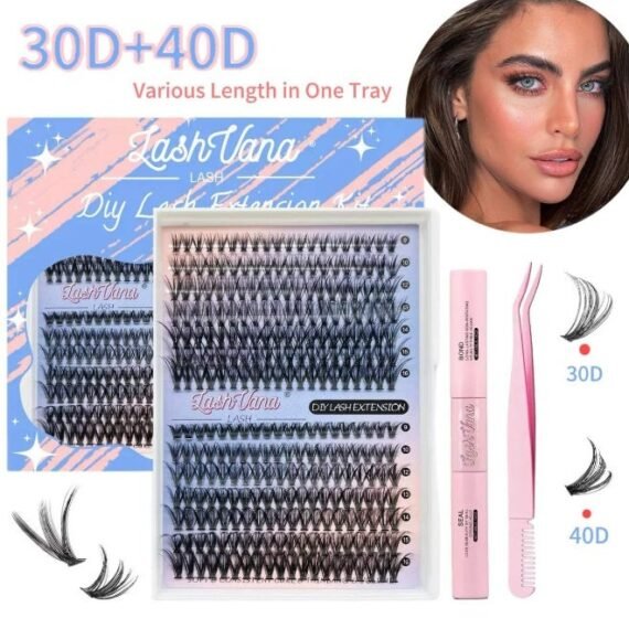 280pcs False Eyelashes,DIY Individual Eyelash Extension Kit,9-16mm Mixed Individual Lashes Cluster, False Eyelash Clusters With Eyelash Brushes And Curlers Kit,Newbie Applicable, Can Be Used Repeatedly, 30d+40d Kit.