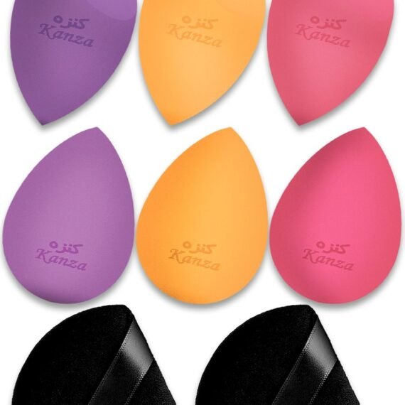 8 Pcs Makeup Sponge and Makeup Powder Puff Set Foundation Blender Beauty Blender Flawless Powders Dry & Wet Use Sponge and Puff for Powder Cream or Liquid Applications Sponge and puff applicator combo