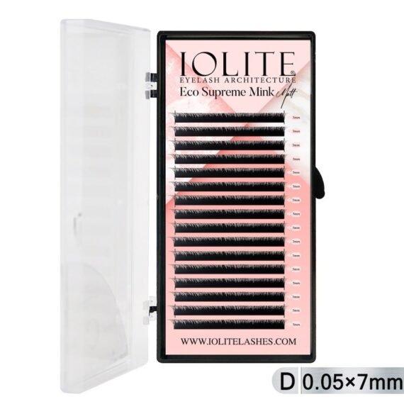 Iolite Eco Supreme Mink Matt Lash Extension Tray D – Curl – 0.05T (6mm–15mm) – Matt Finish, Premium Eco-Friendly Eyelashes for Lash Artists ISMMD5T - 7MM