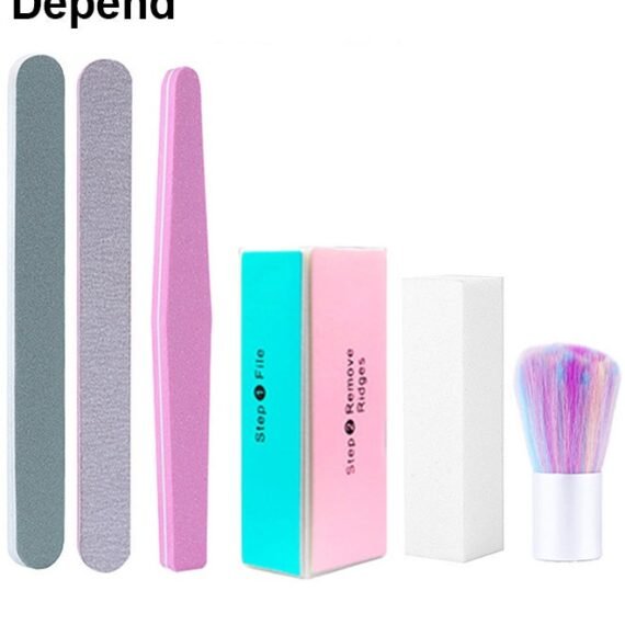 6-Piece Nail File with Brush Pedicure And Manicure Tool Set, Nail Buffers Blocks, Nail Files and Buffers Sanding Buffer for Acrylic Nails Way Buffing File Grit