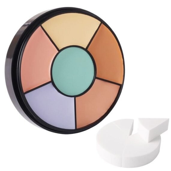 Face Color Correcting Palette, 6 Colors Correctors,Cream Concealer Camouflage Makeup Palette with 8 pcs White Makeup Sponges,Conceals Dark Circles, Blemishes, and Redness,Cruelty Free,Correcto